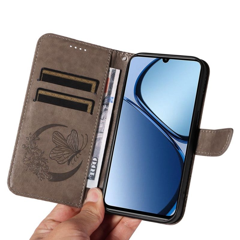 Lederhüllen Realme C63 Handyhülle Schmetterlingsmotiv