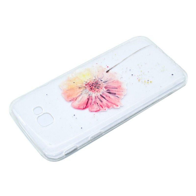 Hülle Samsung Galaxy A5 2017 Handyhülle Transparente Aquarellmohnblume