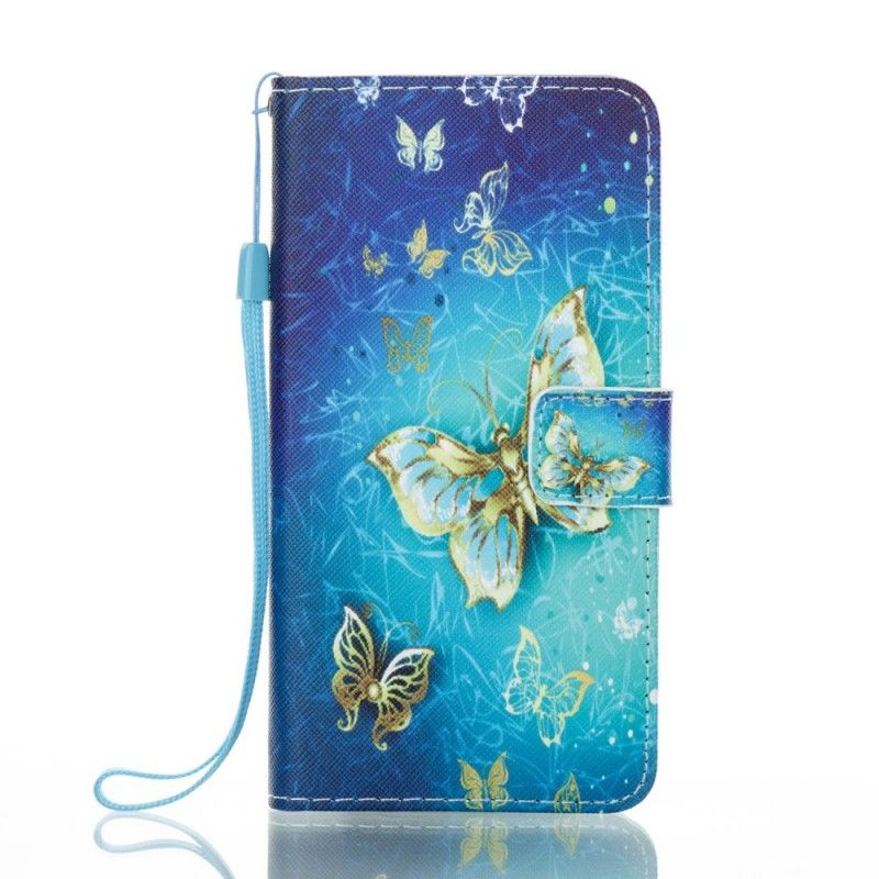 Lederhüllen Samsung Galaxy A5 2017 Handyhülle Goldene Schmetterlinge