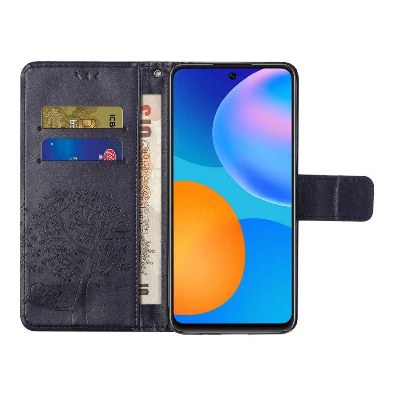 Flip Case Für Xiaomi Redmi Note 11 / 11S Mit Kordel Tangabaum Und Eulen