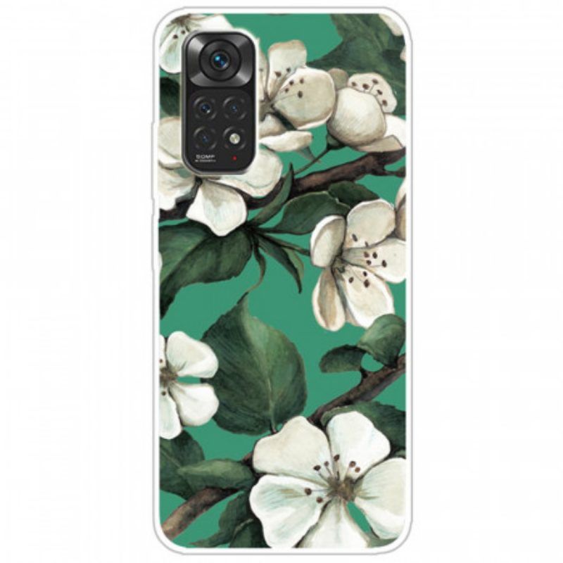 Handyhülle Für Xiaomi Redmi Note 11 / 11S Bemalte Weiße Blumen