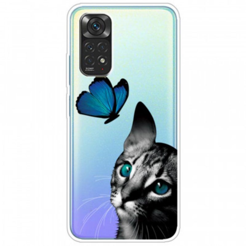 Handyhülle Für Xiaomi Redmi Note 11 / 11S Katze Und Schmetterling