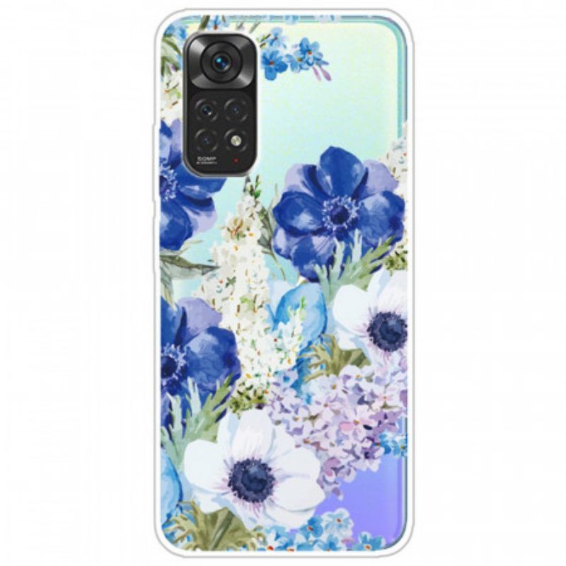 Hülle Für Xiaomi Redmi Note 11 / 11S Nahtlose Aquarellblaue Blumen