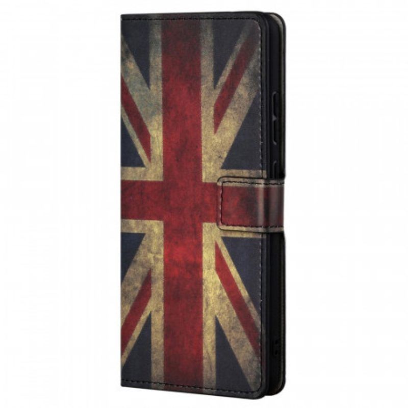 Lederhüllen Für Xiaomi Redmi Note 11 / 11S Mit Kordel England-flagge Mit Umhängeband