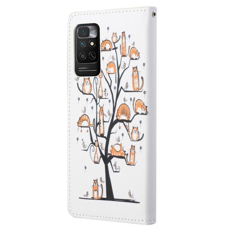 Lederhüllen Für Xiaomi Redmi Note 11 / 11S Mit Kordel Funky Cats Mit Riemen
