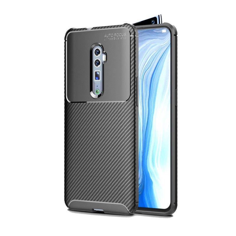 Hülle Oppo Reno 10x Zoom Schwarz Flexible Kohlefasertextur