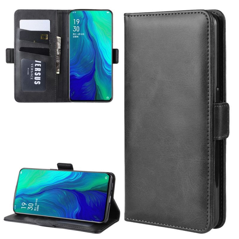 Lederhüllen Oppo Reno 10x Zoom Schwarz Handyhülle Doppelklappe