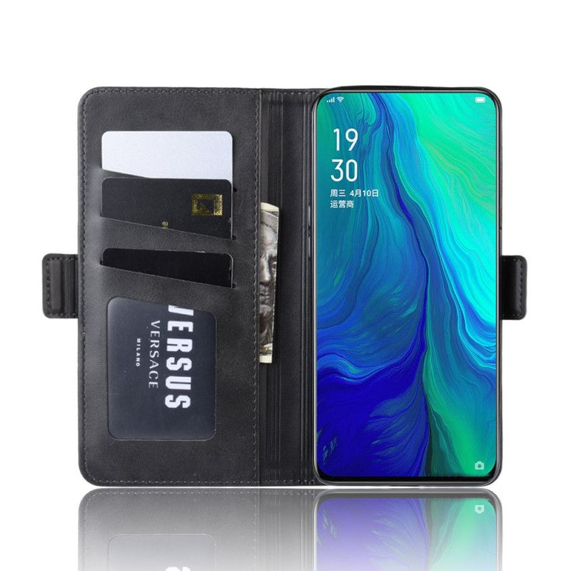 Lederhüllen Oppo Reno 10x Zoom Schwarz Handyhülle Doppelklappe