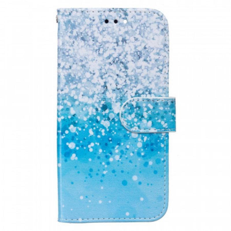 Flip Case Für Samsung Galaxy S22 Plus 5G Blauer Glitzerverlauf