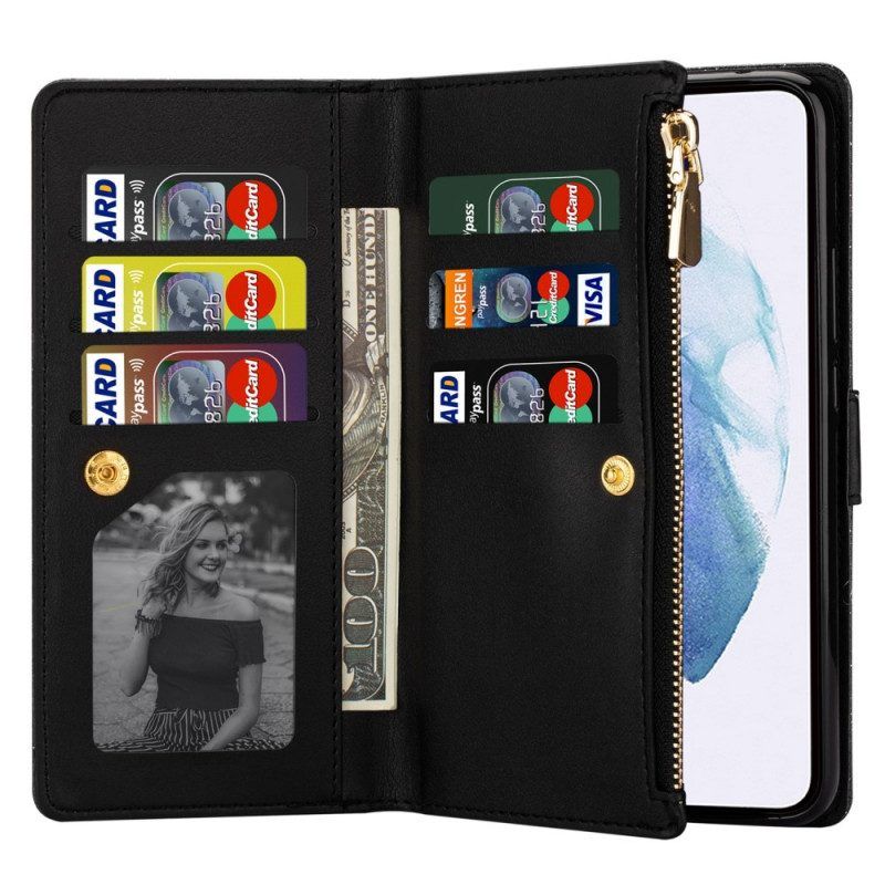 Flip Case Für Samsung Galaxy S22 Plus 5G Brieftasche Pailletten-geldbörse Mit Reißverschluss