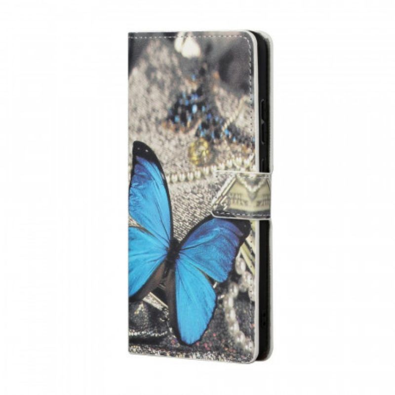 Flip Case Für Samsung Galaxy S22 Plus 5G Schmetterling Prestige Blau