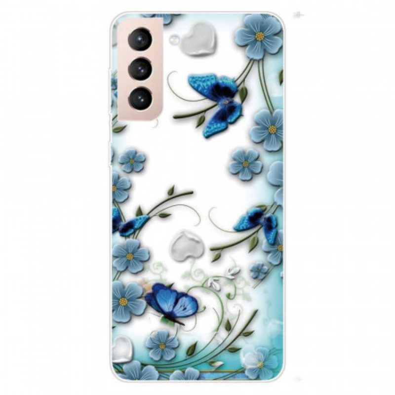 Handyhülle Für Samsung Galaxy S22 Plus 5G Retro-schmetterlinge Und Blumen