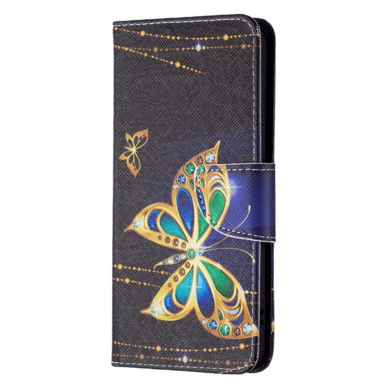 Lederhüllen Für Samsung Galaxy S22 Plus 5G Goldene Schmetterlinge