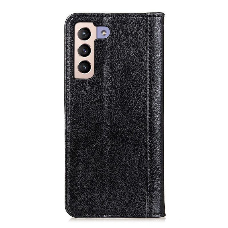 Schutzhülle Für Samsung Galaxy S22 Plus 5G Flip Case Eleganz Aus Gespaltenem Litschi-leder