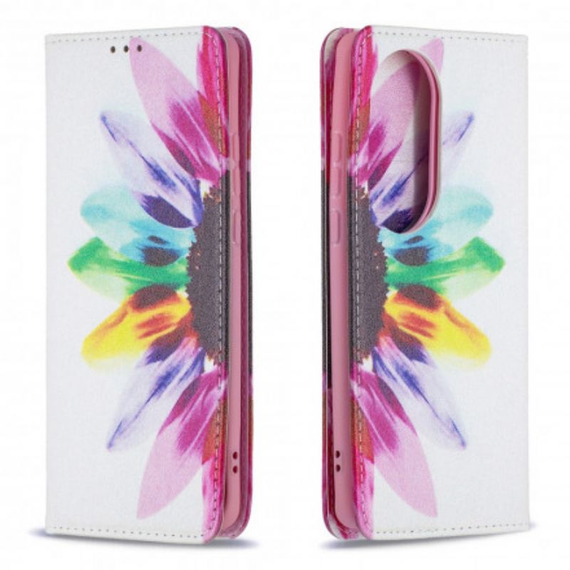 Flip Case Für Huawei P50 Pro Blumenaquarell