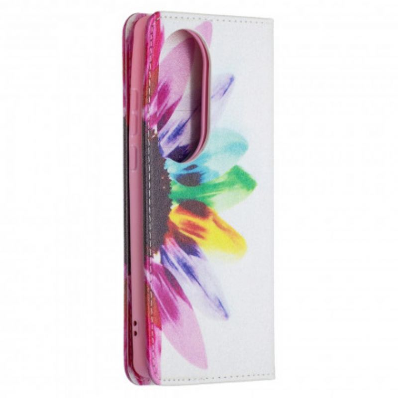 Flip Case Für Huawei P50 Pro Blumenaquarell