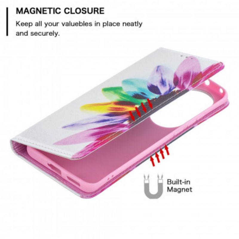 Flip Case Für Huawei P50 Pro Blumenaquarell