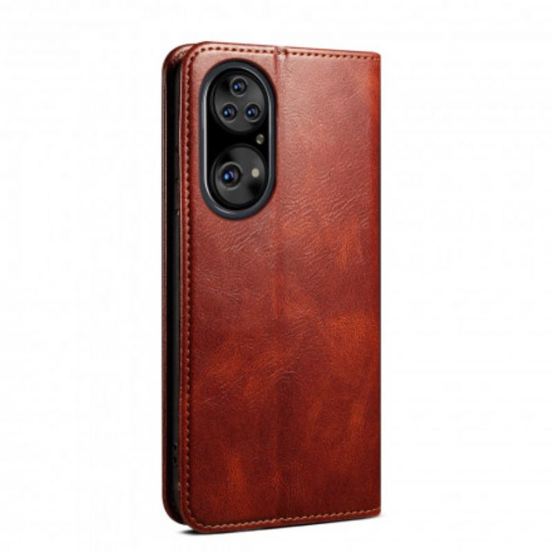 Flip Case Für Huawei P50 Pro Gewachstes Kunstleder