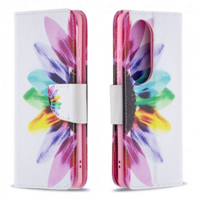 Lederhüllen Für Huawei P50 Pro Blumenaquarell