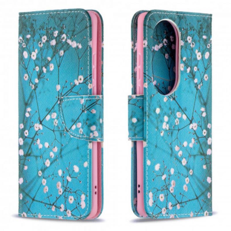 Lederhüllen Huawei P50 Pro Handyhülle Blühender Baum