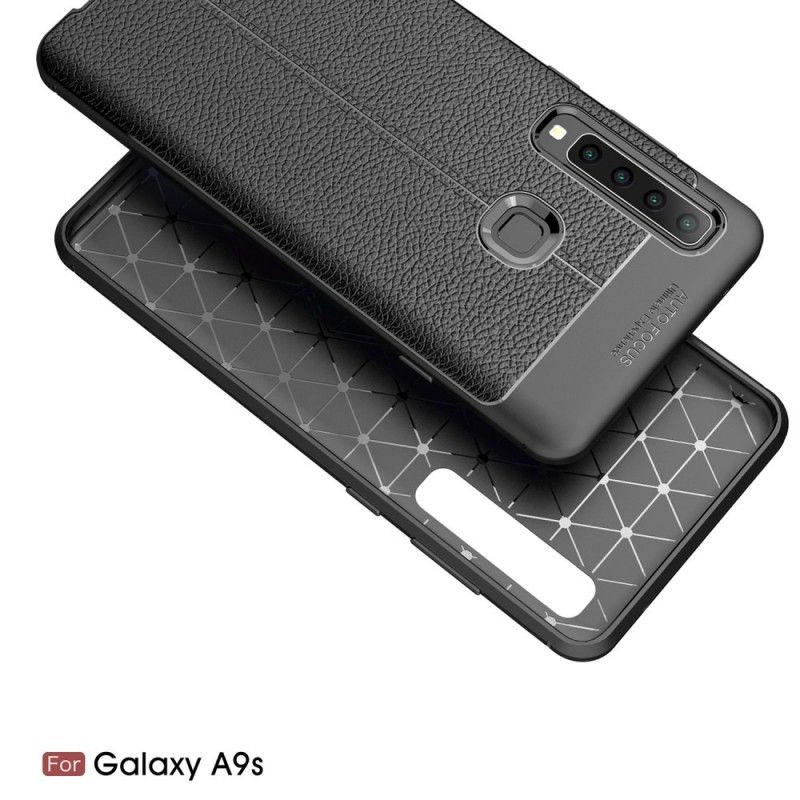Hülle Für Samsung Galaxy A9 Schwarz Doppellinien-Litschileder-Effekt