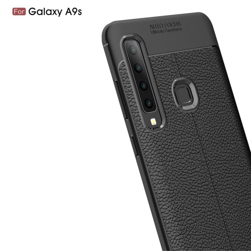 Hülle Für Samsung Galaxy A9 Schwarz Doppellinien-Litschileder-Effekt