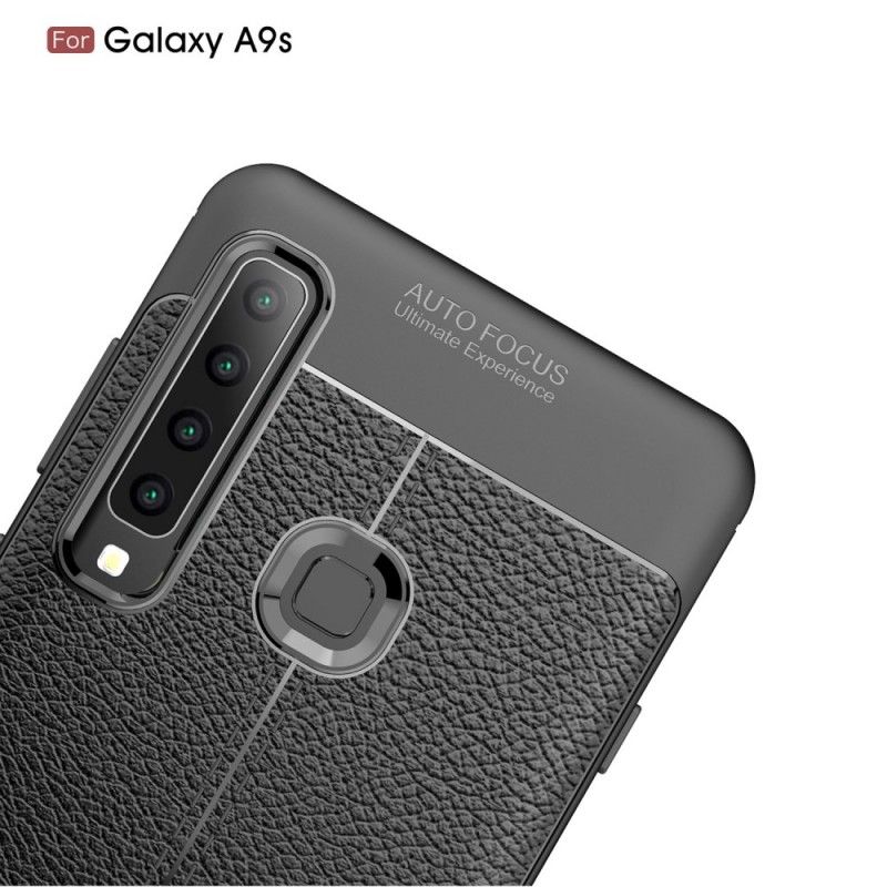 Hülle Für Samsung Galaxy A9 Schwarz Doppellinien-Litschileder-Effekt