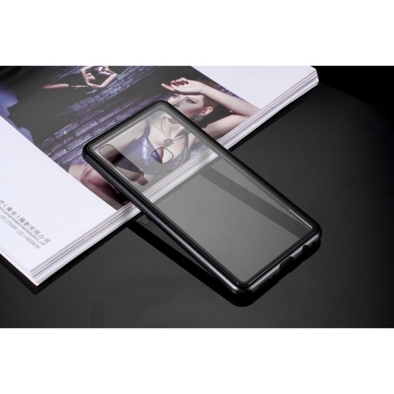 Hülle Samsung Galaxy A9 Schwarz Handyhülle Kanten Aus Metall Und Gehärtetem Glas