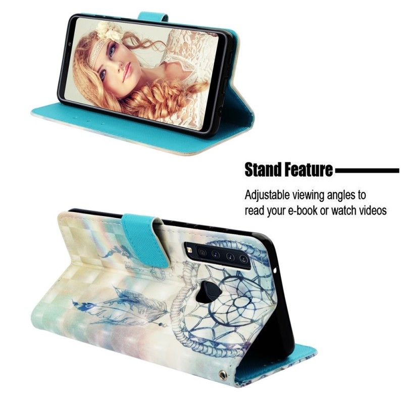 Lederhüllen Für Samsung Galaxy A9 Weiß Aquarell-Traumfänger