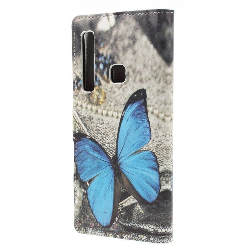 Lederhüllen Samsung Galaxy A9 Blauer Schmetterling