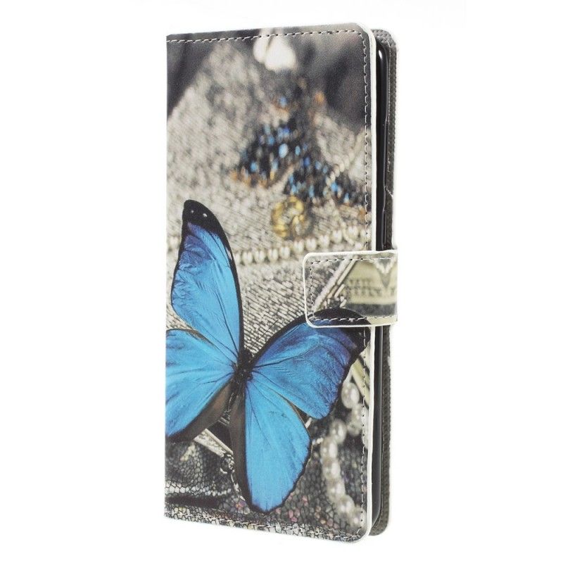 Lederhüllen Samsung Galaxy A9 Blauer Schmetterling
