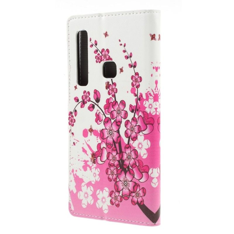 Lederhüllen Samsung Galaxy A9 Pink Tropische Blumen