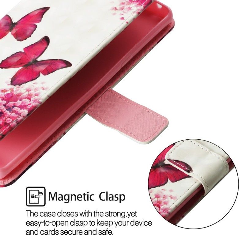 Lederhüllen Samsung Galaxy A9 Rote Schmetterlinge