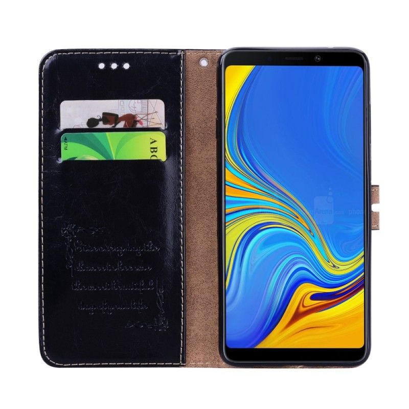 Lederhüllen Samsung Galaxy A9 Schwarz Vintage Ledereffekt