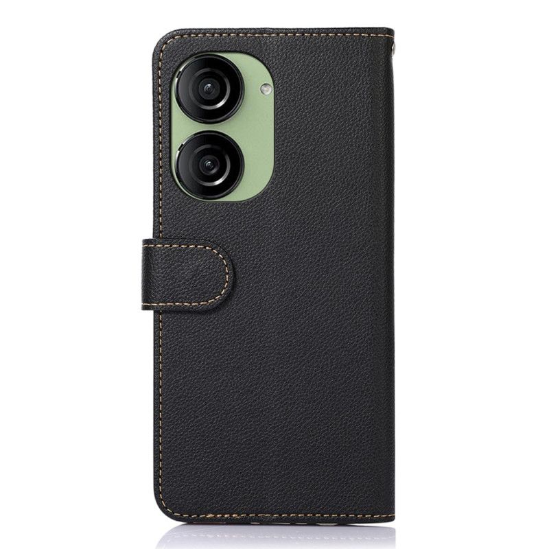Lederhüllen Asus Zenfone 10 Handyhülle Zweifarbige Litschi-textur (khazneh)
