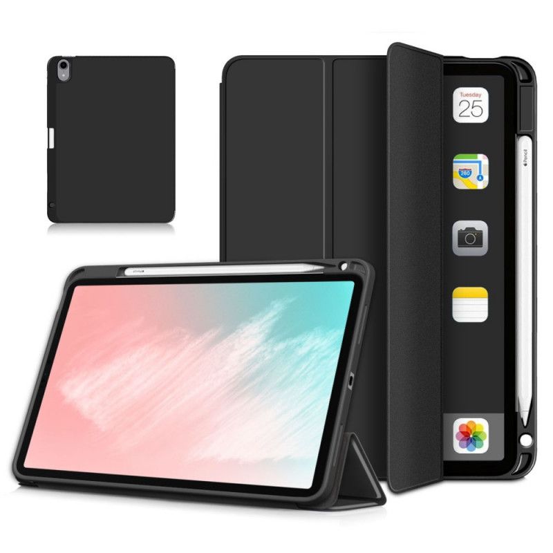 Smart Case iPad Air 10.9" (2020) Schwarz Litschi-Kunstlederstifthalter