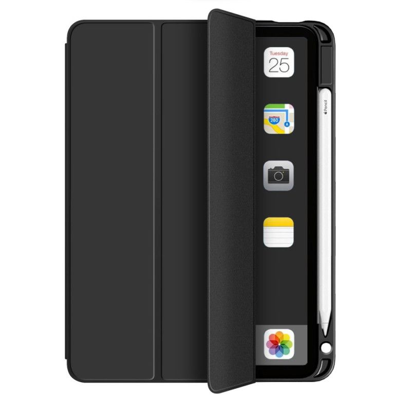 Smart Case iPad Air 10.9" (2020) Schwarz Litschi-Kunstlederstifthalter