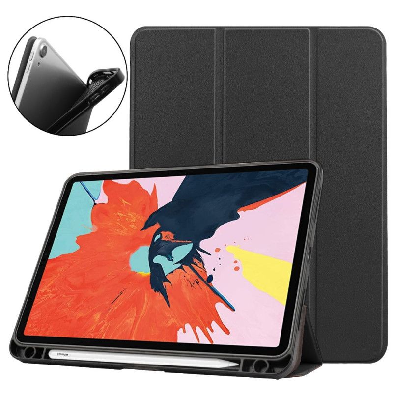 Smart Case iPad Air 10.9" (2020) Schwarz Style Lychee Leder Stylushalter