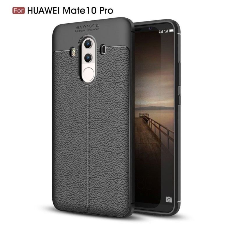 Hülle Für Huawei Mate 10 Pro Schwarz Doppellinien-Litschileder-Effekt