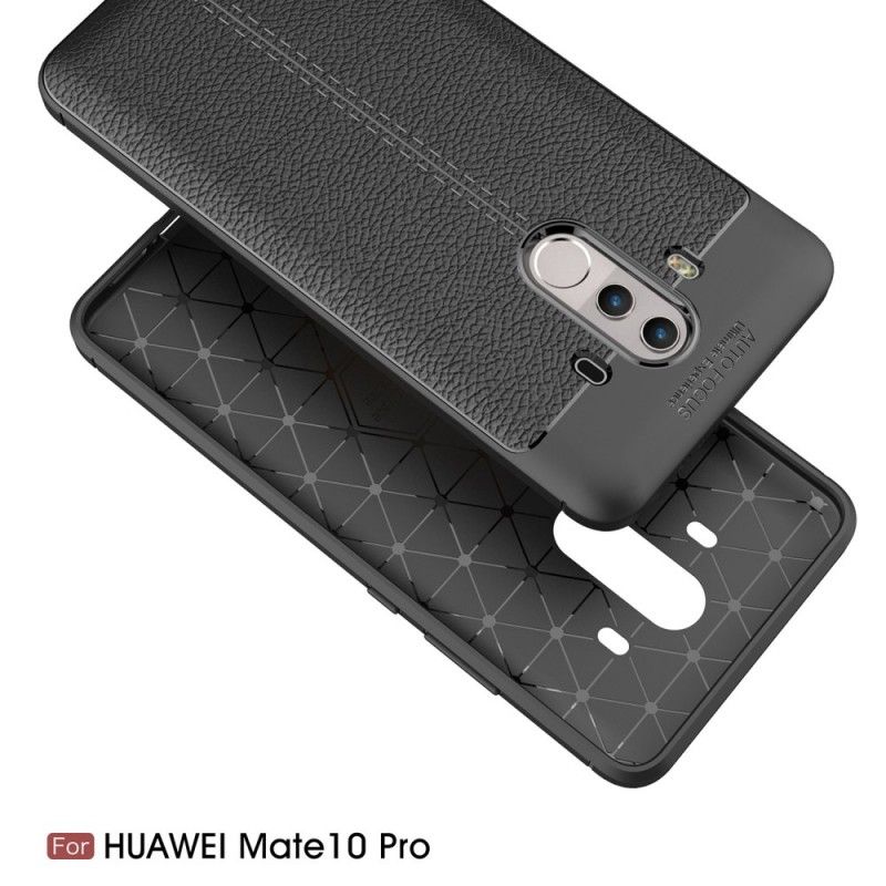 Hülle Für Huawei Mate 10 Pro Schwarz Doppellinien-Litschileder-Effekt