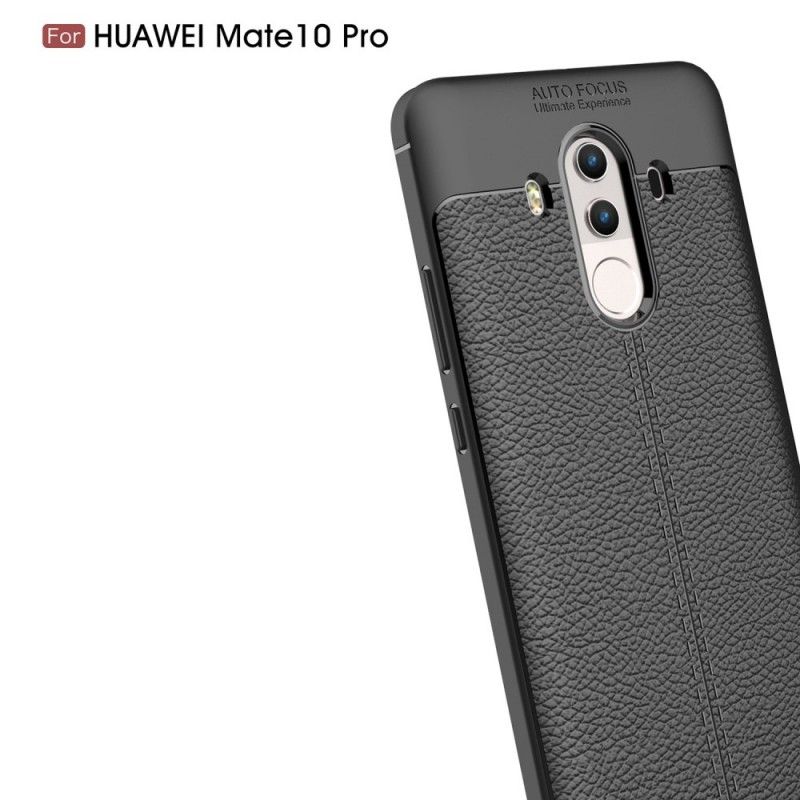 Hülle Für Huawei Mate 10 Pro Schwarz Doppellinien-Litschileder-Effekt