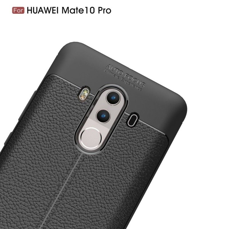 Hülle Für Huawei Mate 10 Pro Schwarz Doppellinien-Litschileder-Effekt