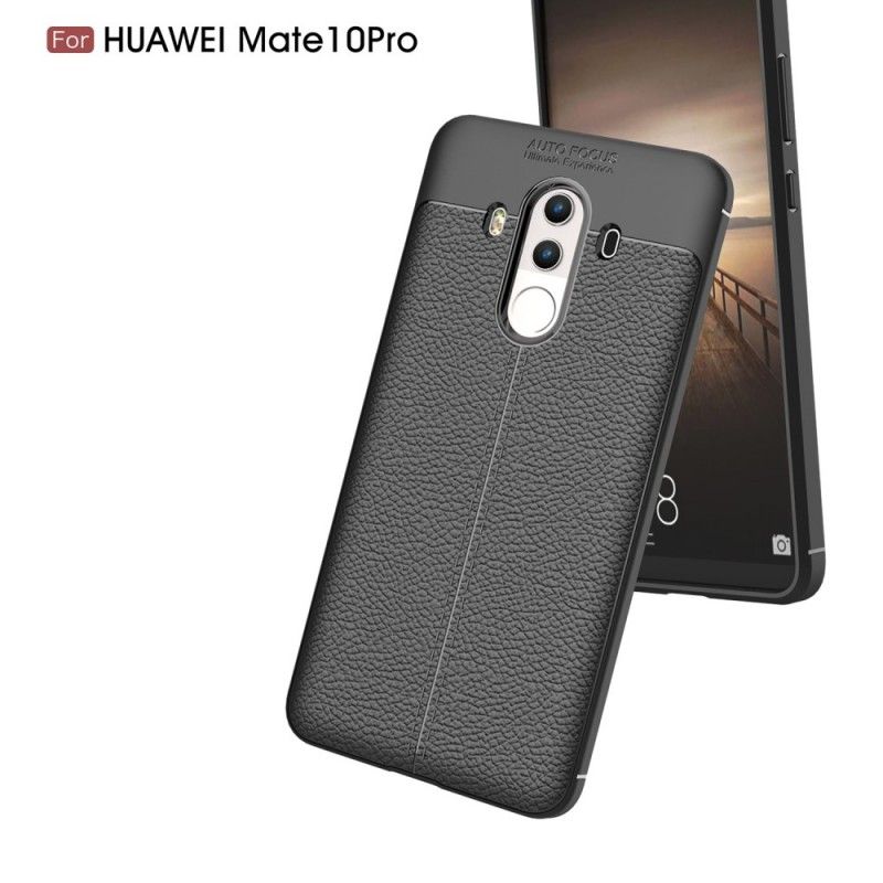 Hülle Für Huawei Mate 10 Pro Schwarz Doppellinien-Litschileder-Effekt