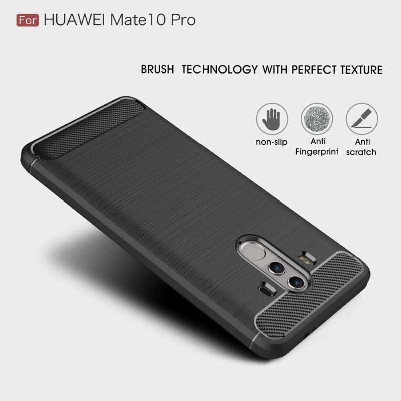 Hülle Für Huawei Mate 10 Pro Schwarz Gebürstete Kohlefaser