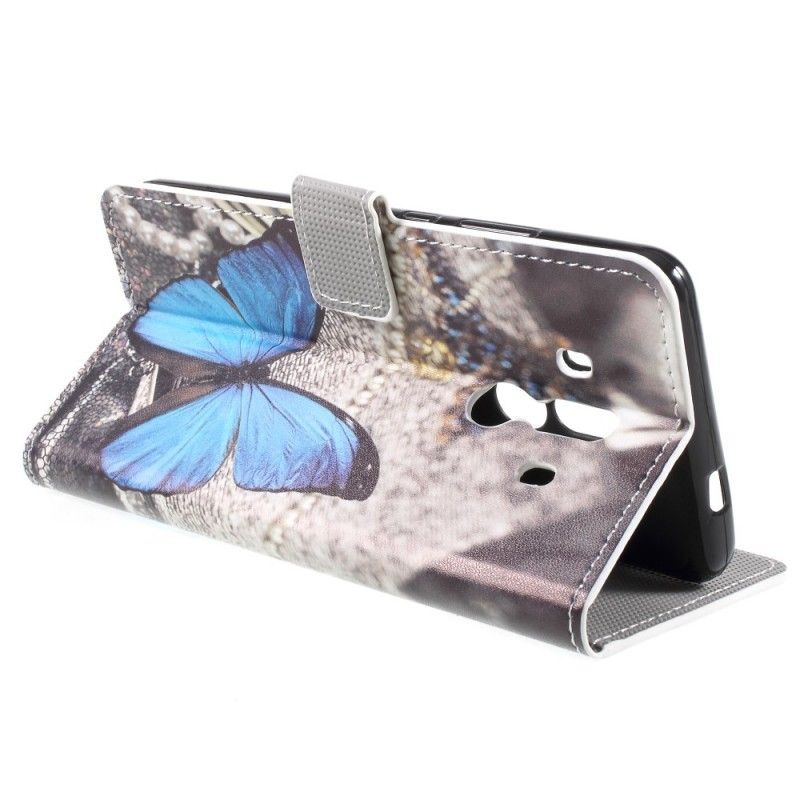 Lederhüllen Huawei Mate 10 Pro Blauer Schmetterling