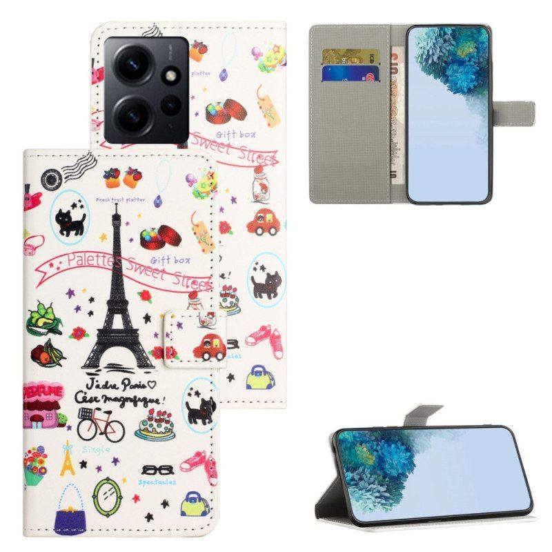 Flip Case Für Xiaomi Redmi Note 12 4G Ich Liebe Paris