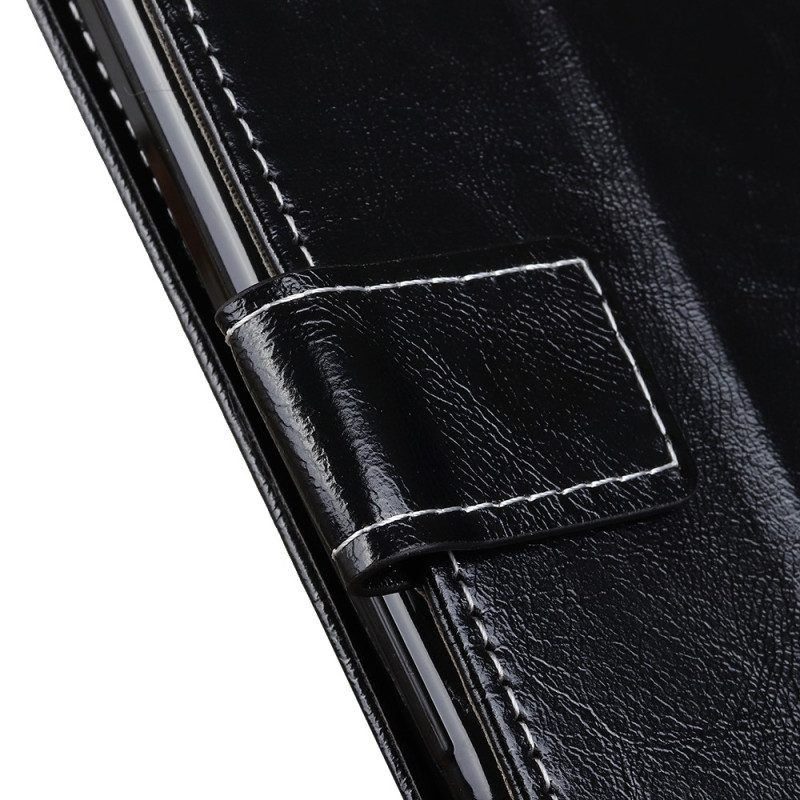 Flip Case Für Xiaomi Redmi Note 12 4G Lackiert Mit Sichtbaren Nähten