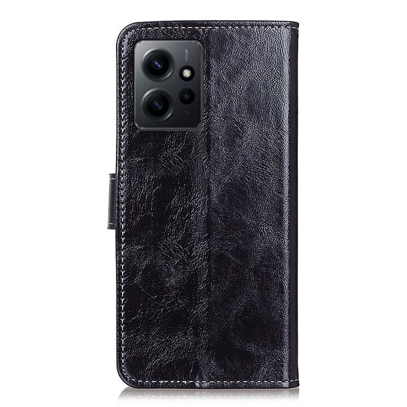 Flip Case Für Xiaomi Redmi Note 12 4G Lackiert Mit Sichtbaren Nähten