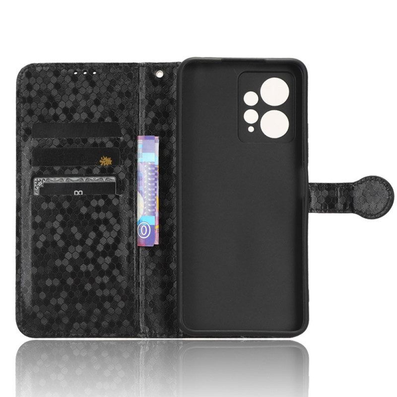 Flip Case Für Xiaomi Redmi Note 12 4G Mit Kordel 3d-riemchendesign
