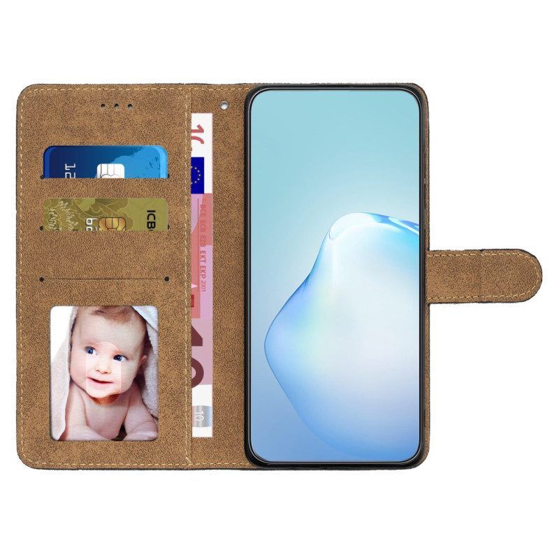 Flip Case Für Xiaomi Redmi Note 12 4G Mit Kordel Riemchen-geometrisch